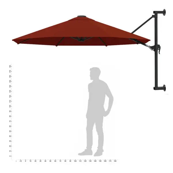 Seinale kinnitatav päikesevari metallpostiga, vändasüsteemiga, terrakota, 300 cm - 9