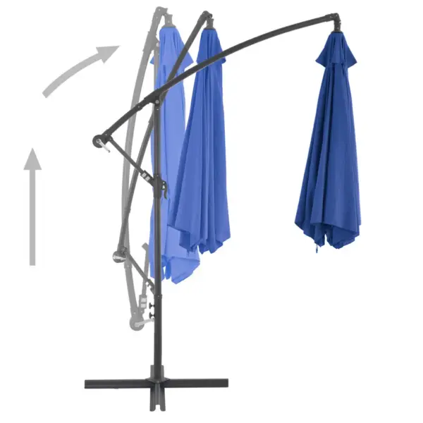 Konsooltüüpi päikesevari, sinine, 300 cm, metallpostiga, ristalusega, vändamehhanismiga - 4