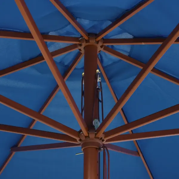 Sinine päikesevari bambus- ja lehtpuidust postiga, 350 cm – 6