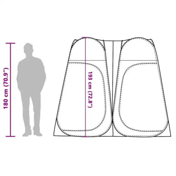 Sinine veekindel pop-up privaatsustelk tualetiks ja riiete vahetamiseks, 233 x 120 x 193 cm – 13