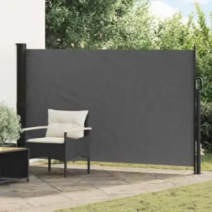 Sissetõmmatav külgmarkiis privaatsuseks, antratsiit, 300 x 170 cm, polüester, terasraamiga