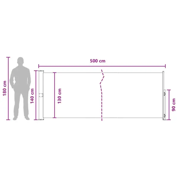 Sissetõmmatav antratsiitne külgmarkiis terrassile, polüesterkangas, terasraam, 500 x 140 cm – 7