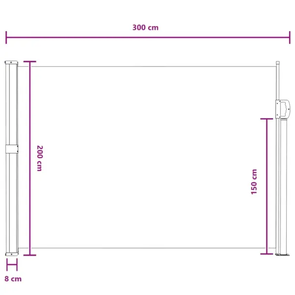 Sissetõmmatav külgmarkiis rõdule ja terrassile, hall polüester, 300 x 200 cm – 8