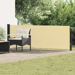 Sissetõmmatav külgmarkiis privaatsusein, liivakarva, 300 x 100 cm, polüester, terasraam