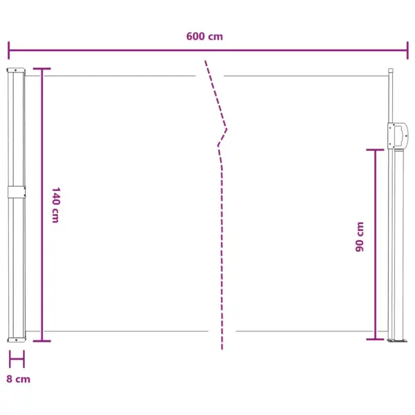 Sissetõmmatav külgmarkiis liivakarva, 600 x 140 cm, polüesterkangas terasraamil – 8