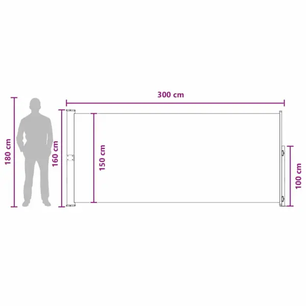 Sissetõmmatav külgvarikatus pruunikashall, polüester, terasraamiga, 300 x 160 cm – 7