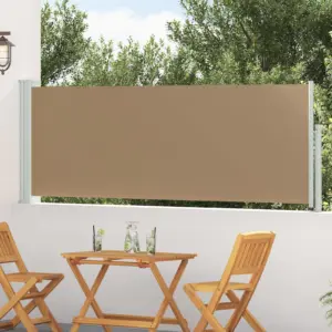 Sissetõmmatav külgvarikatus terrassile, pruunikashall polüester, 500 x 100 cm