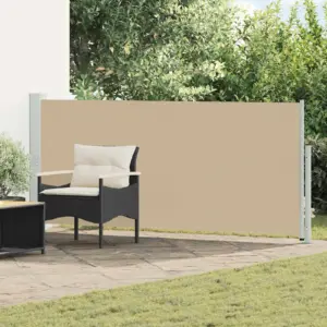 Sissetõmmatav külgvarikatus terrassile, beež polüester, 600 x 160 cm