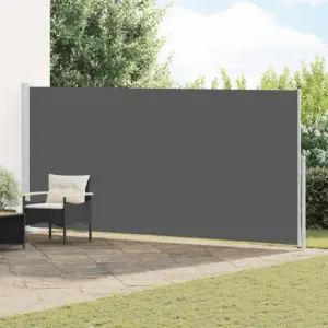 Sissetõmmatav külgvarikatus privaatsuse ja päiksekaitsega, antratsiit, polüester, 600 x 200 cm