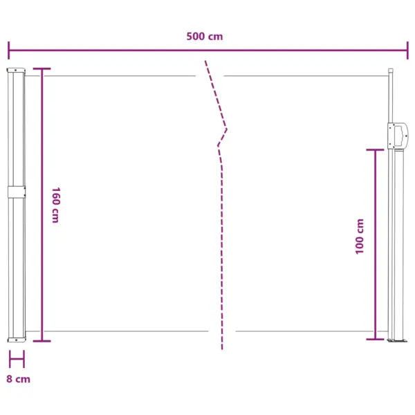Sissetõmmatav külgvarikatus privaatsuseks, liivakarva polüester, 500 x 160 cm – 8