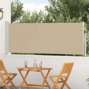 Sissetõmmatav külgvarikatus terrassile, beež polüester, terasraam, 500 x 100 cm