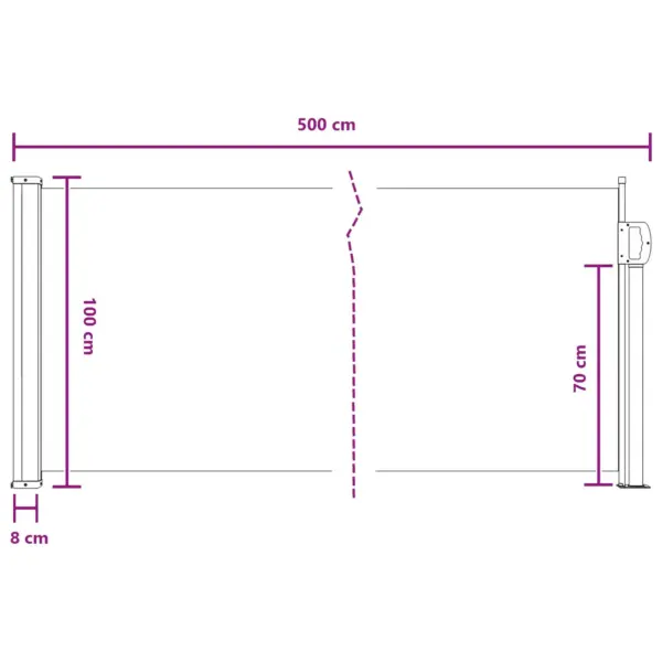 Sissetõmmatav külgvarikatus privaatsuseks, liivakarva polüester, terasraam, 500 x 100 cm – 8