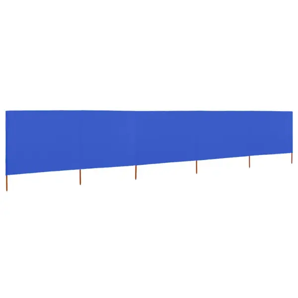 Taevasinine tuulekaitse sein 6 paneelist, mittekootud kangas ja puitpostid, 600 x 80 cm - 2