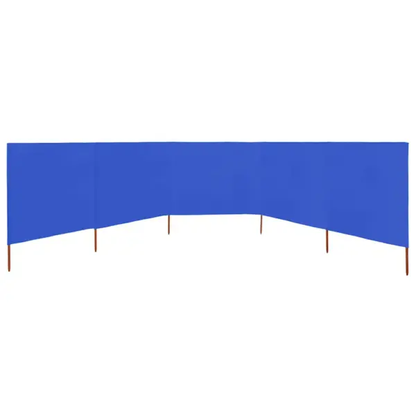 Taevasinine tuulekaitse sein 6 paneelist, mittekootud kangas ja puitpostid, 600 x 80 cm - 3