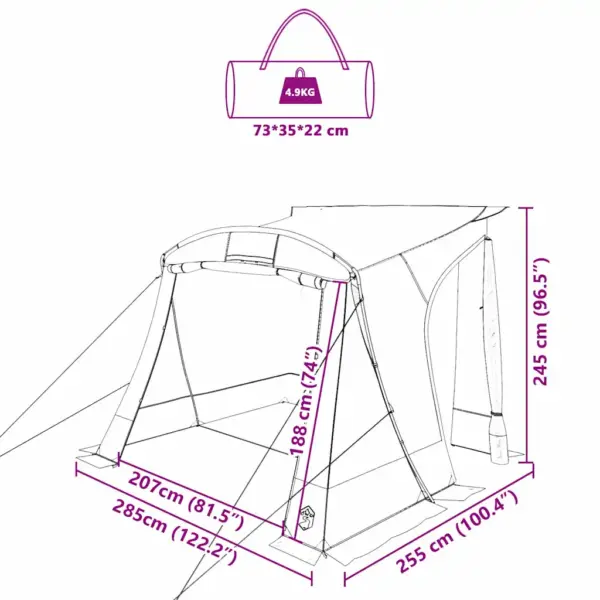Tagaluugitelk katusega, sinine taft, 285 x 255 x 245 cm – 13