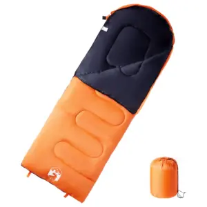 Täiskasvanute magamiskott matkamiseks, oranž-must, 3–4 hooaega, 0–10 °C, 220 x 83 cm