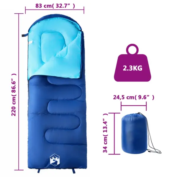 Täiskasvanute magamiskott 3–4 hooajaks, 0–10 °C, tumesinine-sinine, 220 x 83 cm – 5