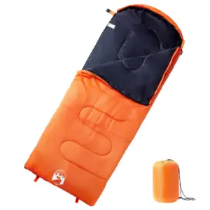 Täiskasvanute magamiskott matkamiseks, oranž-must, 3–4 hooajaks, 220 x 83 cm