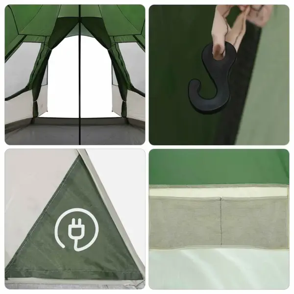 Teepee-stiilis peretelk 8 inimesele eesvarikatusega, roheline, 720 x 465 x 295 cm – 12
