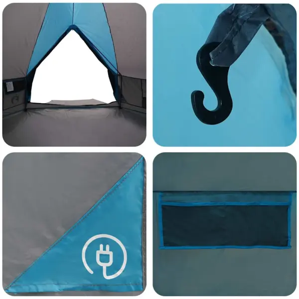 Vee- ja UV-kindel teepee-telk 10 inimesele, sinine/hall, 567 x 470 x 242 cm – 11