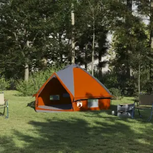 Vettpidav teepee telk 4 inimesele, hall ja oranž, 388 x 320 x 169 cm