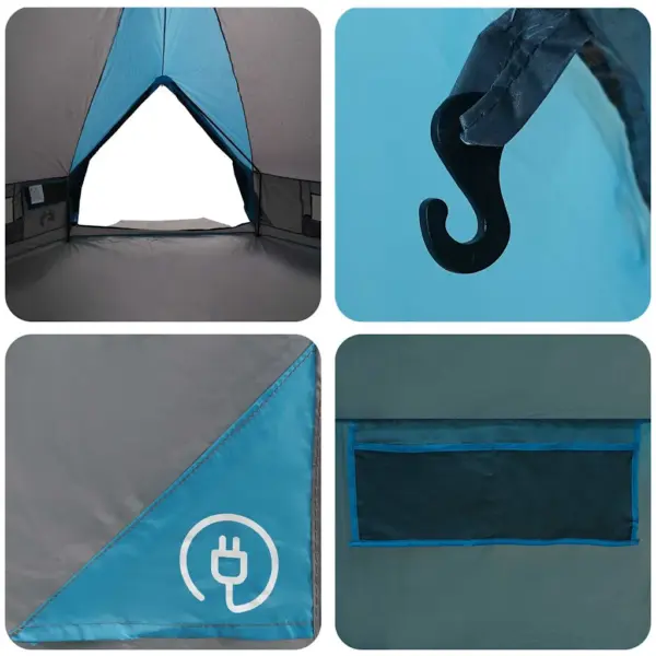 Teepee telk 8-inimesele, sinine ja hall, 490 x 410 x 210 cm – 11