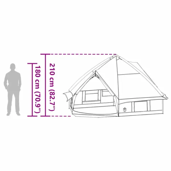 Teepee telk 8-inimesele, sinine ja hall, 490 x 410 x 210 cm – 13