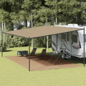 Ilmastikukindel telgimatt terrassi ja haagissuvila alla, pruunikashall HDPE, 400 x 700 cm