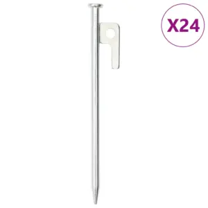Tsingitud terasest telgivaiad 24 tk, 20 cm, 9 mm, hõbedane
