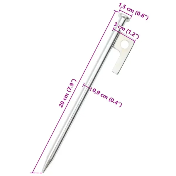 Tsingitud terasest telgivaiad 24 tk, 20 cm, 9 mm, hõbedane - 6