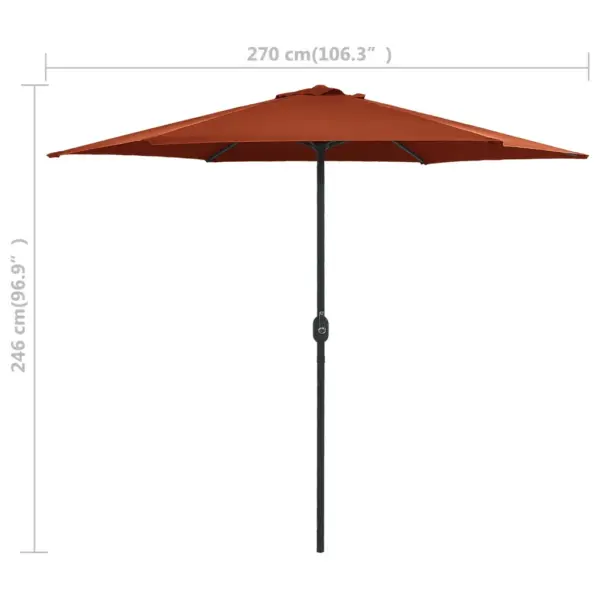 Aia päikesevari terrakota, alumiiniumpostiga, 270 cm - 7