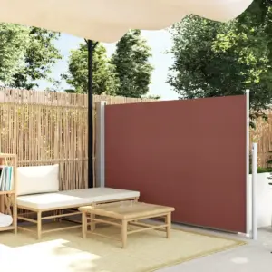 Lahtitõmmatav terrassi külgmarkiis privaatsuse ja tuulekaitsega, pruun, 140 x 500 cm