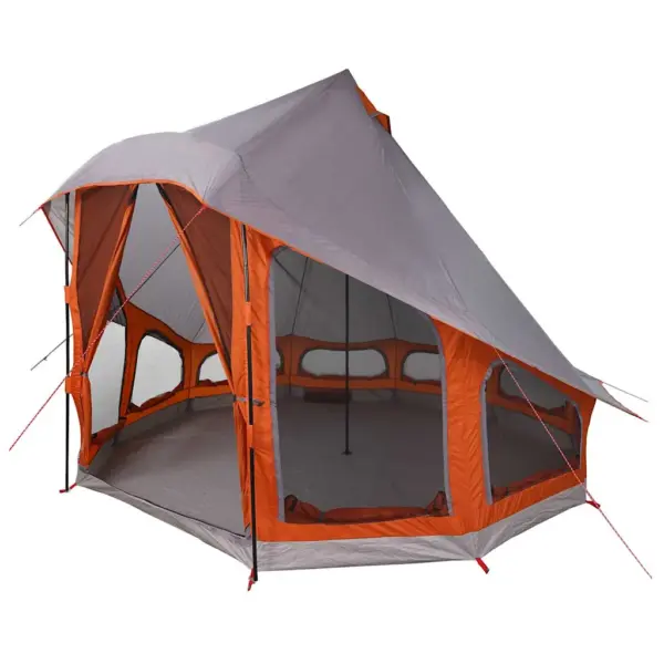 Tipi stiilis peretelk katusega, 6-le, hall ja oranž taft, 404 x 370 x 270 cm – 2