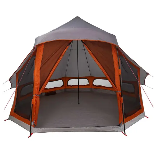 Tipi stiilis peretelk katusega, 6-le, hall ja oranž taft, 404 x 370 x 270 cm – 4