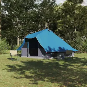 Tipi stiilis peretelk eeskatusega, 8-le, sinine taft, 358 x 296 x 258 cm