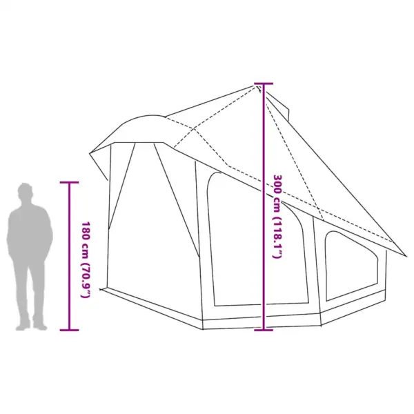 10-kohaline tipi peretelk katusega, hall ja oranž, taft, 508 x 470 x 300 cm – 13
