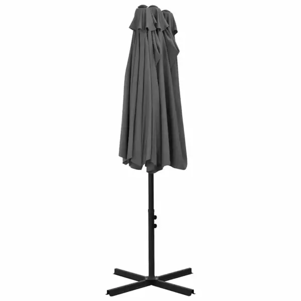 Topeltkatusega päikesevari ristalusel, alumiiniumpostiga, antratsiithall, 460 x 270 cm - 5