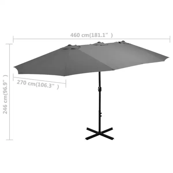 Topeltkatusega päikesevari ristalusel, alumiiniumpostiga, antratsiithall, 460 x 270 cm - 8