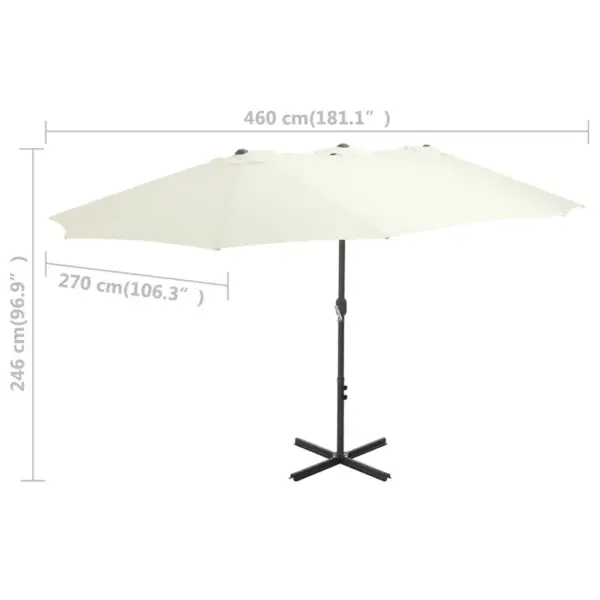 Topeltkatusega päikesevari alumiiniumpostiga, liivakarva, 460 x 270 cm - 7