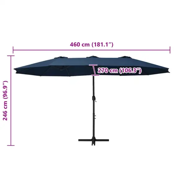 Topeltkatusega päikesevari alumiiniumpostiga, sinine, 460 x 270 cm – 10