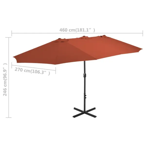 Topeltkatusega päikesevari alumiiniumpostiga ja vändamehhanismiga, 460 x 270 cm, terrakota - 8