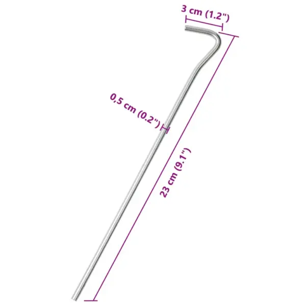 Tsingitud terasest telgivaiad konksuga, 23 cm, Ø 5 mm, 50 tk - 5
