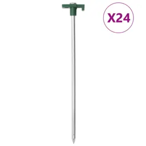 Tsingitud terasest telgivaiad PP-peaga, 24 tk, 25 cm, 7 mm