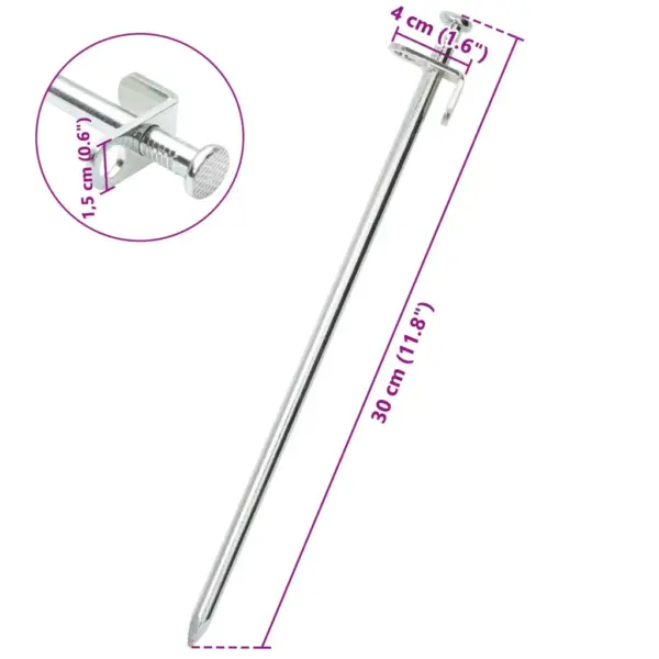 Tsingitud terasest telgivaiad konksu ja aasaga, 24 tk, 30 cm, toru läbimõõt 8 mm - 6