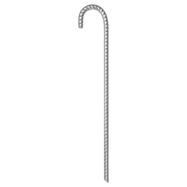 Tsingitud terasest telgivaiad konksuga, 12 tk, 41,5 cm, Ø12 mm, hõbedased – 3