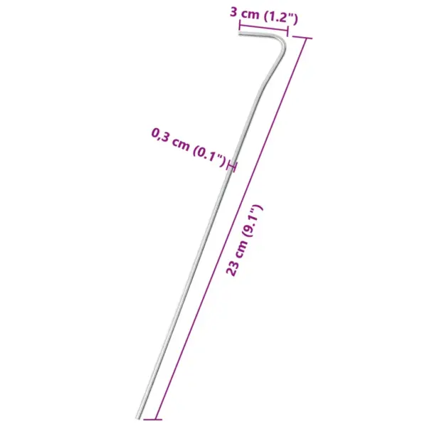 Tsingitud terasest telgivaiad konksuga, 23 cm, 3 mm, 50 tk – 5