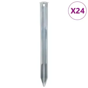 Tsingitud terasest telgivaiad, 24 tk, 22 cm, Ø20 mm, hõbedased