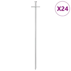 Tsingitud terasest telgivaiad T-otsaga, 24 tk, 29,5 cm, Ø 6 mm