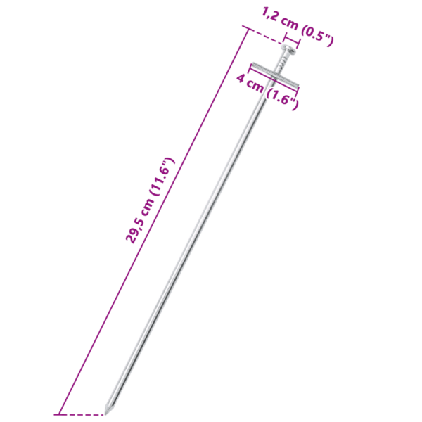 Tsingitud terasest telgivaiad T-otsaga, 24 tk, 29,5 cm, Ø 6 mm – 5