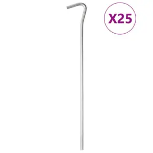 Tsingitud terasest telgivaiad konksuga, 25 tk, 23 cm, 5 mm